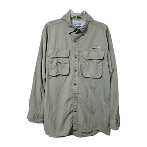 World Wide Sportsman Fishing Shirt Men's Large Army Green Long Sleeve Button Up